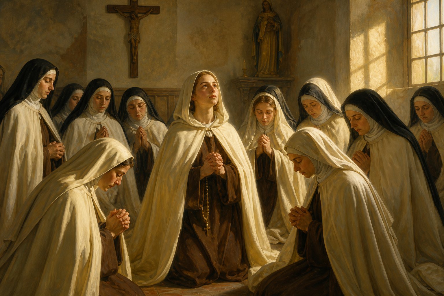 Sainte Charlotte et les Carmélites de Compiègne en prière